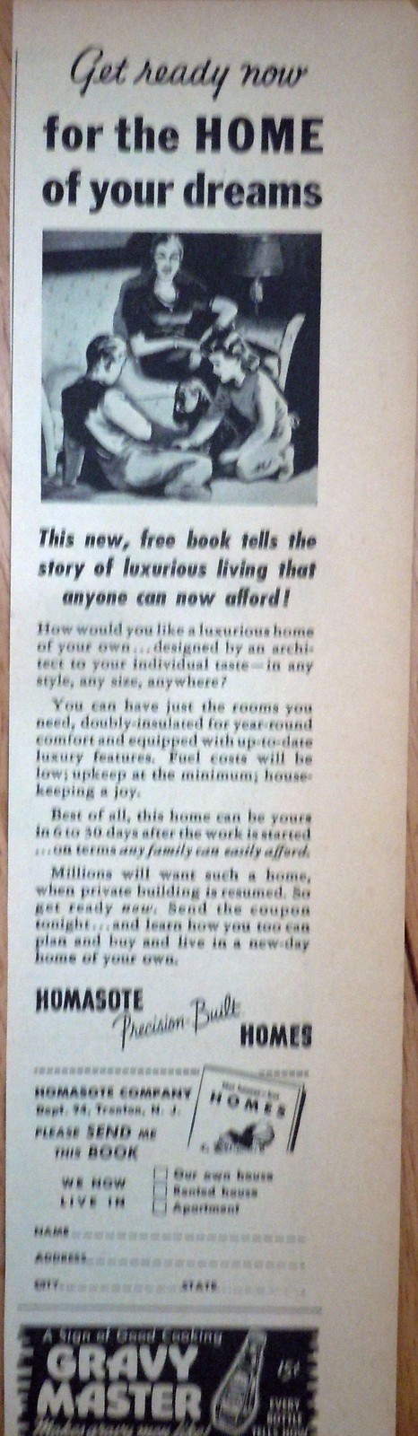 Homasote Homes &amp; Gravy Master Small Magazine Advertising Print Ad Art 1940s - $3.99