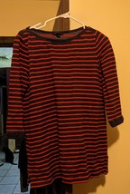 Lands End ~ Womens 100% Cotton Striped Top ~ 3/4 Sleeve Top Size S ~ 6-8 - £6.10 GBP