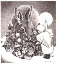 Snow Angel with Rabbit &amp; Mice 1947 Original Illustration Dorothy P. Lathrop NICE - £21.13 GBP