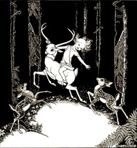 Girl Riding Stag Fawns by Dorothy Lathrop 1934 First Issue Book Art B/W Etching - £20.47 GBP