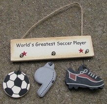 1200E-Worlds Greatest Soccer Player Wood Sign  - £1.55 GBP