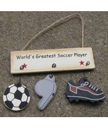1200E-Worlds Greatest Soccer Player Wood Sign  - £1.52 GBP