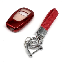 Remote Key Fob Case Cover Red Leather Keychain fits Subaru Forester Outback WRX - £6.77 GBP