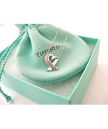 Tiffany &amp; Co 18K Gold Picasso Pink Sapphires Necklace Pendant Charm Chai... - £751.25 GBP