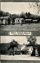 Cabins Service Station Gas Globes Dual View Split Rock Falls NY 1937 Postcard - £21.77 GBP