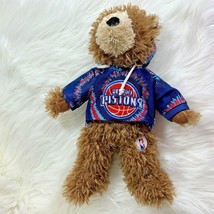 Detroit Pistols Push Stuffed Animal Toy Bear Fluffy 13 in Tall Hoodie - $11.88