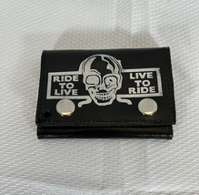 Trifold Faux Leather Wallet Skull Ride To Live, Live To Ride Snap - £8.86 GBP