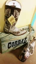 Corral Boot A2938 Cowgirl Leather Bone Brown Ostrich leather inlay - $245.00