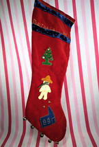 Darling Vintage Red Velvet &quot;Martha Lu - 1949&quot; Decorated Christmas 18&quot; Stocking - £16.12 GBP