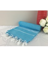 Turkish Peshtemal Towel BeachTowel Hammam Towel 100% cotton Sultan Blue - £21.64 GBP