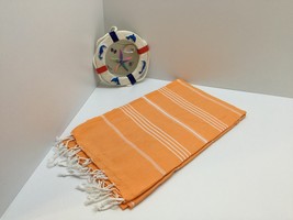 Turkish Peshtemal Towel BeachTowel Hammam Towel 100% cotton Sultan Orange - £21.57 GBP