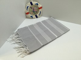 Turkish Peshtemal Towel BeachTowel Hammam Towel 100% cotton Sultan Light Grey - £21.69 GBP