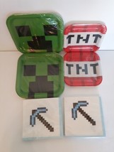 MINECRAFT Theme Kids Birthday Party Supplies Plates and Napkins Brand New - £15.56 GBP