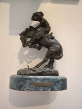 RATTLESNAKE Frederic Remington Bronze on Marble Desktop Statue Sculpture 9&quot; x 8&quot; - £118.70 GBP