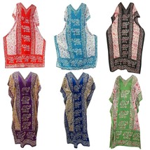 Women Kaftan Long Dress Hippy Maxi Elephant Print Tunic Dress Assorted Set Of 6 - £58.81 GBP