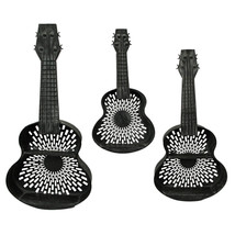 Set of 3 Metal Guitar Floating Shelves Rustic Wall Mounted Home Decor Storage - £71.83 GBP