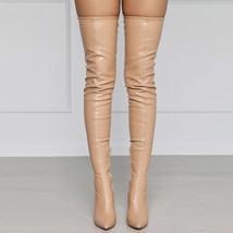 New Knee High Boots Shoes For Women Apricot Red Soft Pu Zip High Heels Women&#39;s O - £62.59 GBP