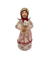 Byers Choice Christmas Caroler Lady With Fur Hand Muffs Pink Dress Tan T... - $39.99