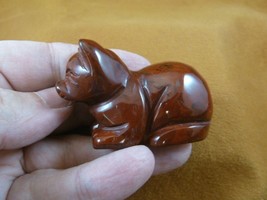 (Y-CAT-LDC-702) little red KITTY CAT gemstone STONE carving figurine gem... - £14.01 GBP