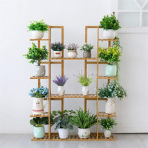 9-tier Bamboo Plant Stand w/ potted Holder &amp; Corner Rack Tall Display Shelf Unit - £55.69 GBP