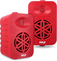 Indoor Outdoor Speakers Pair - 300 Watt Dual Waterproof 4&quot;, Poolside (Red). - $40.94