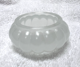 Vintage Bulbous Round Ribbed Frosted Glass Open Salt Cellar Dip 1 3/8" Tall - $12.38