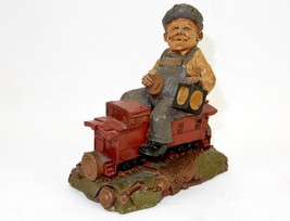 Tom Clark Gnome Figurine, Train Engineer &quot;Cab&quot;, 1986, Molded Pecan Resin, GNM-01 - £19.43 GBP
