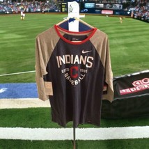 NWT Nike T Shirt Cleveland Indians Size Largest MLB Baseball 3/4 Sleeve - £23.79 GBP