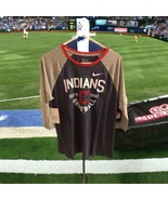 NWT Nike T Shirt Cleveland Indians Size Largest MLB Baseball 3/4 Sleeve - £23.70 GBP