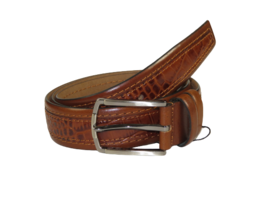 Men Genuine Leather Belt PIERO ROSSI Turkey Crocodile print Stitched 307... - $34.99