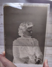 Antique Victorian Glass Plate Photo Negative Older Woman Short Hair Lace 5x7&quot; - £26.20 GBP
