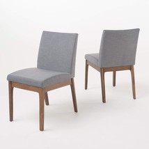 Dark Grey, 2-Piece Set, Kwame Fabric/Walnut Finish Dining Chairs, Christopher - £167.62 GBP