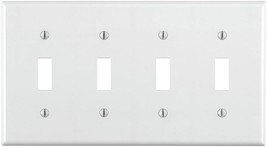 Wallplate 4-1/2&#39;&#39; L x 2-3/4&#39;&#39; W 4 -Gang, Thermoset, White, Leviton 001-8... - $0.99