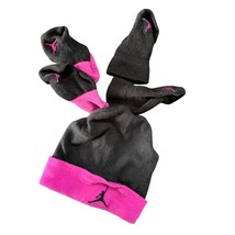 Nike Air Jordan Black Pink Fleece 5 pc set Hat Cap Beanie Pink 2 Pair So... - $9.89