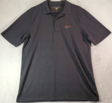 Greg Norman Polo Shirt Mens Medium Black Polyester Short Sleeve Logo Slit Collar - £13.36 GBP