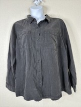 NWT Torrid Women Plus Size 3 (3X) Gray Tencel Pocket Button-Up Shirt Long Sleeve - £23.02 GBP