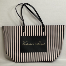 Victoria&#39;s Secret Weekender Signature Stripe Tote Bag - Pink &amp; Black - $42.56