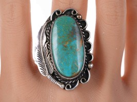 sz8.75 Large Vintage Native American sterling/turquoise ring - £146.21 GBP