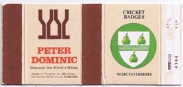 UK Matchbox Cover Cricket Badges Worcestershire Peter Dominic Wines Finland - £1.13 GBP