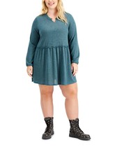 MSRP $49 Love, Fire Trendy Plus Size Hacci Babydoll Mora Green Size 1X - £14.15 GBP