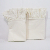 Ralph Lauren Bromley Cream Eyelet Lace Ruffled 2-PC King Pillowcase Pair - $120.00