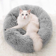 Soft Dog Cat Bed Round Long Plush Nest Puppy Kennel Shaggy Basket Sofa Mat Winte - £29.91 GBP