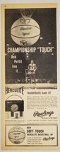 1960 Print Ad Rawlings Herculite Basketballs Bob Pettit St Louis Hawks - £11.95 GBP