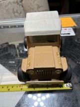 Vintage Metal Tonka Jeep Toy Tan With Folding Windshield White Camper Top - $32.68