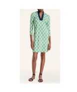 Brooks Brothers Green Lattice Print Dress 3/4 Slve Cotton Preppy Classic... - $34.65