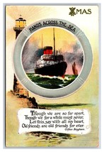 Hands Across the Sea Steamship Christmas Xmas UNP Bamforth DB Postcard O18 - $4.04