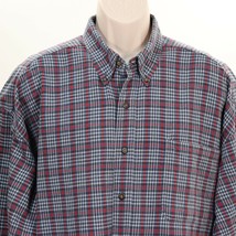 Structure Mens Plaid Flannel Shirt XL Button Front Long Sleeve Blue White Red  - £34.16 GBP