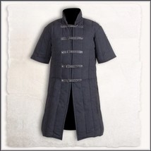 Medieval Black Turtleneck Short Sleeve Padded Canvas Gambeson Tunic Battle Coat - £92.37 GBP