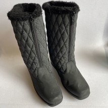 Totes Women&#39;s Size 8W Winter Snow Boots Zip Faux Fur Lined Black Quiltie - £13.69 GBP