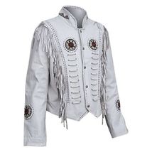 Women Western Wear Cowgirl White Suede Leather Fringes Beaded Jacket WJ119 - $149.00